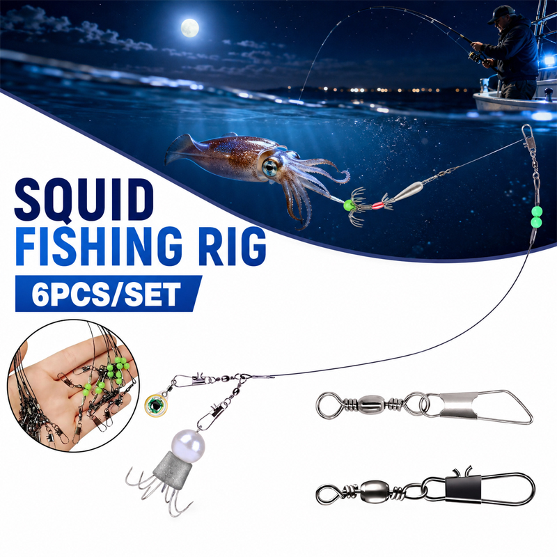 Saltwater Fishing Hook - 6 adet Kalamar Balıkçılık Takımı Ahtapot